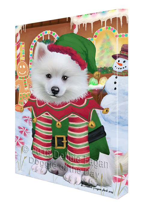 Christmas Gingerbread House Candyfest American Eskimo Dog Canvas Print Wall Art Décor CVS127448