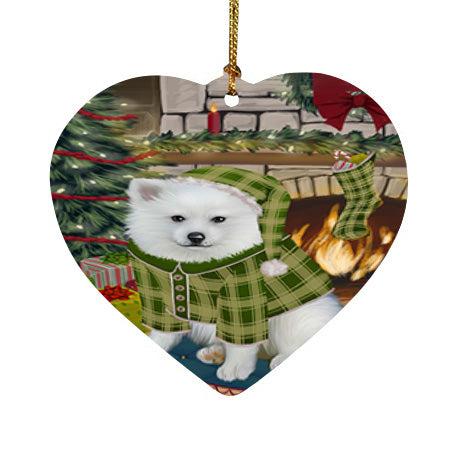 The Stocking was Hung American Eskimo Dog Heart Christmas Ornament HPOR55519