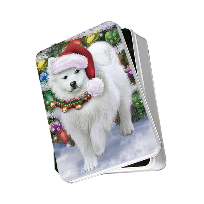 Trotting in the Snow American Eskimo Dog Photo Storage Tin PITN54502