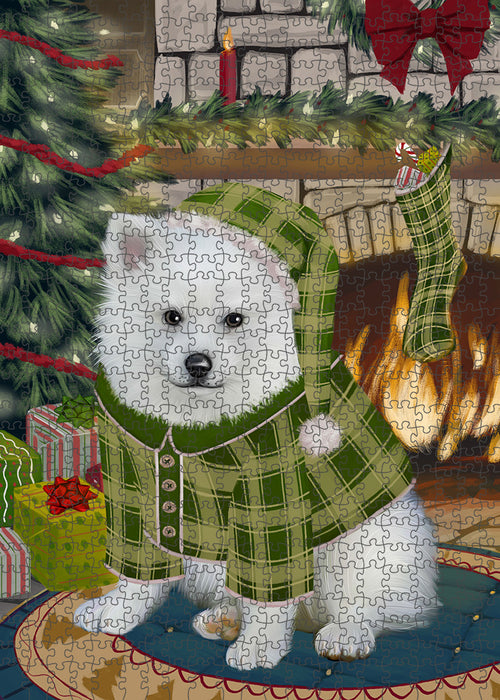 The Stocking was Hung American Eskimo Dog Puzzle with Photo Tin PUZL88856