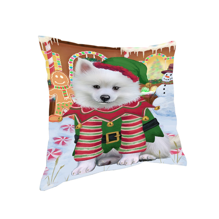 Christmas Gingerbread House Candyfest American Eskimo Dog Pillow PIL78836