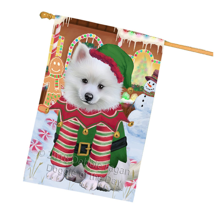 Christmas Gingerbread House Candyfest American Eskimo Dog House Flag FLG56820