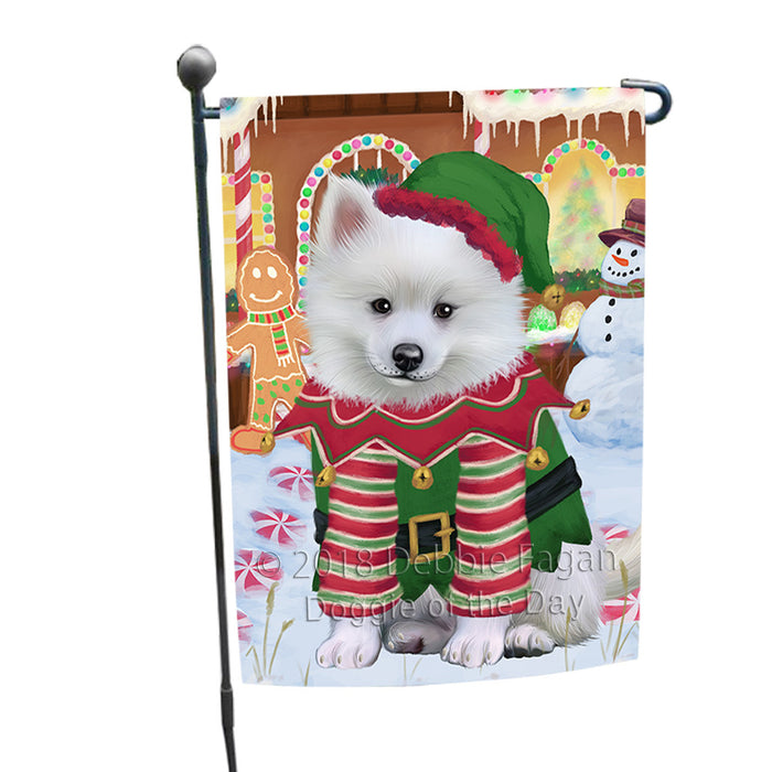 Christmas Gingerbread House Candyfest American Eskimo Dog Garden Flag GFLG56684