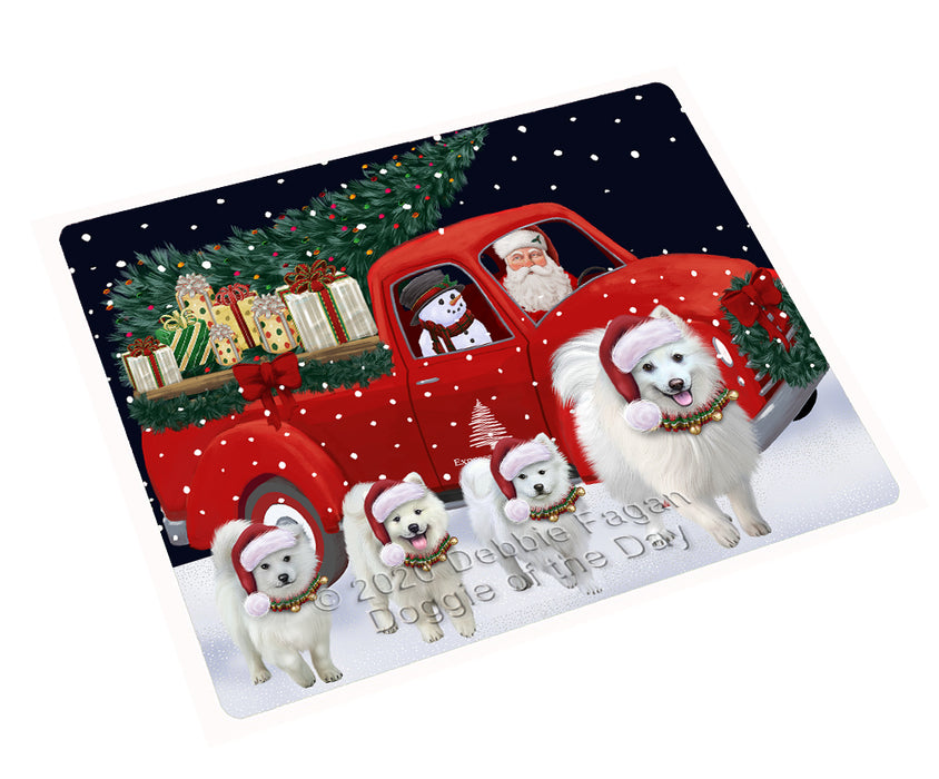 Christmas Express Delivery Red Truck Running American Eskimo Dogs Cutting Board - Easy Grip Non-Slip Dishwasher Safe Chopping Board Vegetables C77710