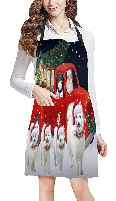 Christmas Express Delivery Red Truck Running American Eskimo Dogs Apron Apron-48095