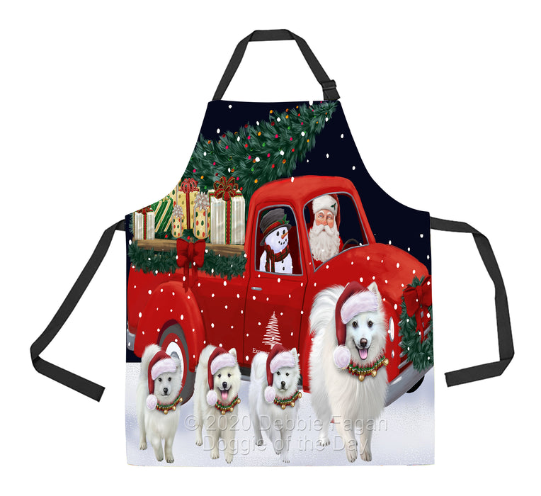 Christmas Express Delivery Red Truck Running American Eskimo Dogs Apron Apron-48095