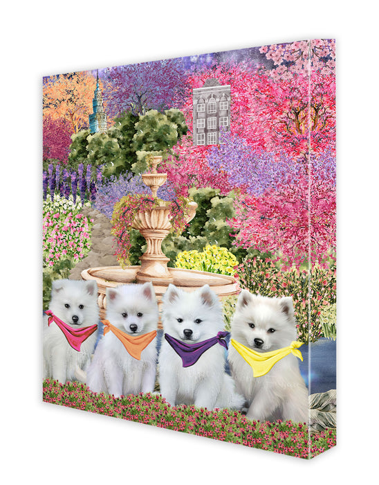 American Eskimo Dogs Canvas: Explore a Variety of Custom Designs, Personalized, Digital Art Wall Painting, Ready to Hang Room Decor, Gift for Pet Lovers