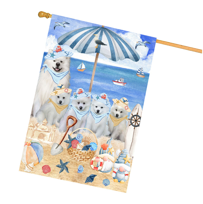 American Eskimo Dogs House Flag, Double-Sided Home Outside Yard Decor, Explore a Variety of Designs, Custom, Weather Resistant, Personalized, Gift for Dog and Pet Lovers