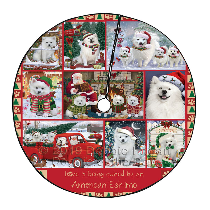 Love is Being Owned Christmas American Eskimo Dogs Tree Skirt