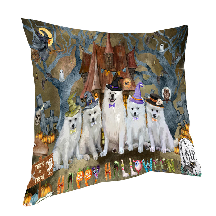 American Eskimo Pillow: Explore a Variety of Designs, Custom, Personalized, Pet Cushion for Sofa Couch Bed, Halloween Gift for Dog Lovers