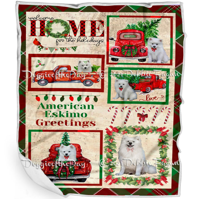 Welcome Home for Christmas Holidays American Eskimo Dogs Blanket BLNKT71771