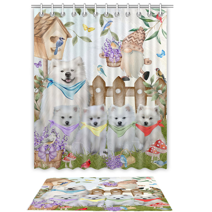 American Eskimo Shower Curtain with Bath Mat Combo: Curtains with hooks and Rug Set Bathroom Decor, Custom, Explore a Variety of Designs, Personalized, Pet Gift for Dog Lovers