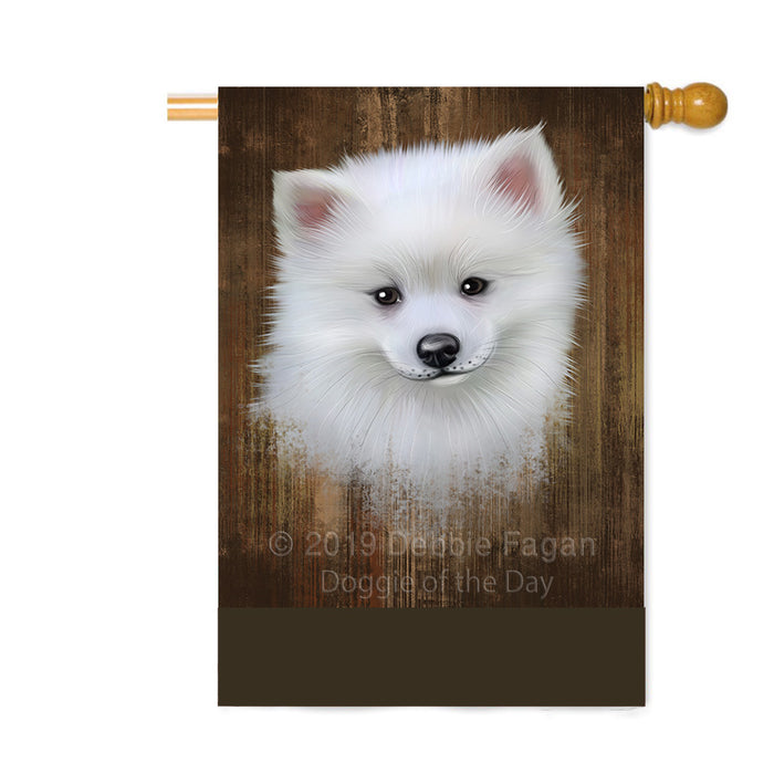 Personalized Rustic American Eskimo Dog Custom House Flag FLG64470