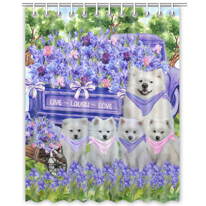 American Eskimo Shower Curtain: Explore a Variety of Designs, Halloween Bathtub Curtains for Bathroom with Hooks, Personalized, Custom, Gift for Pet and Dog Lovers