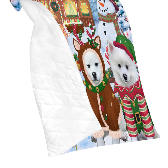 Holiday Gingerbread Cookie American Eskimo Dogs Quilt