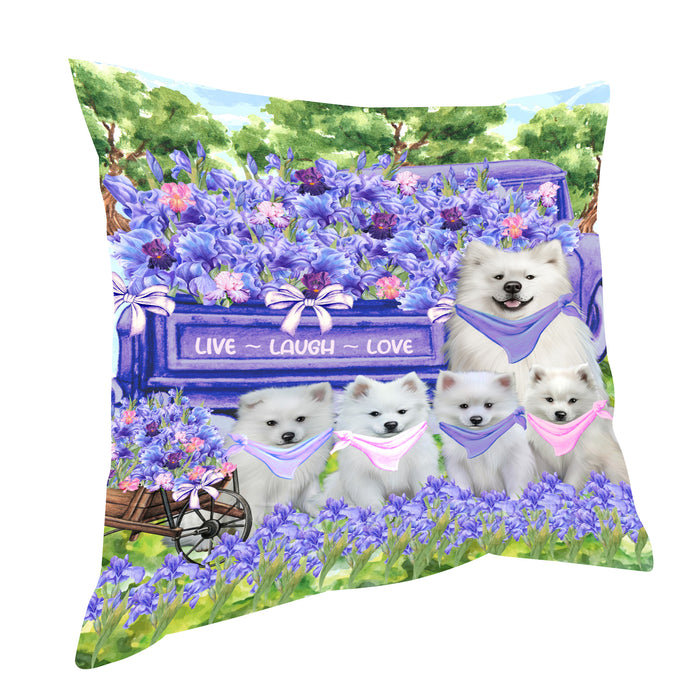 American Eskimo Pillow, Explore a Variety of Personalized Designs, Custom, Throw Pillows Cushion for Sofa Couch Bed, Dog Gift for Pet Lovers