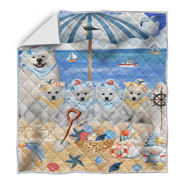 American Eskimo Bed Quilt, Explore a Variety of Designs, Personalized, Custom, Bedding Coverlet Quilted, Pet and Dog Lovers Gift