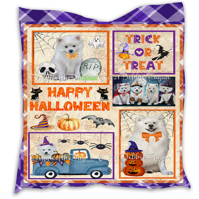 Happy Halloween Trick or Treat Pumpkin American English Foxhound Dogs Lightweight Soft Bedspread Coverlet Bedding Quilt QUILT60701