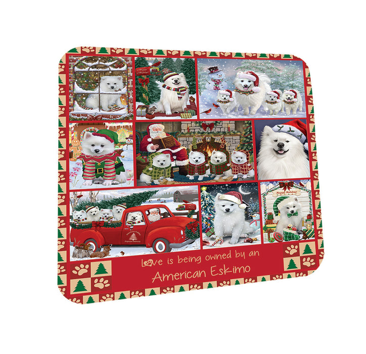 Love is Being Owned Christmas American Eskimo Dogs Coasters Set of 4 CST57147