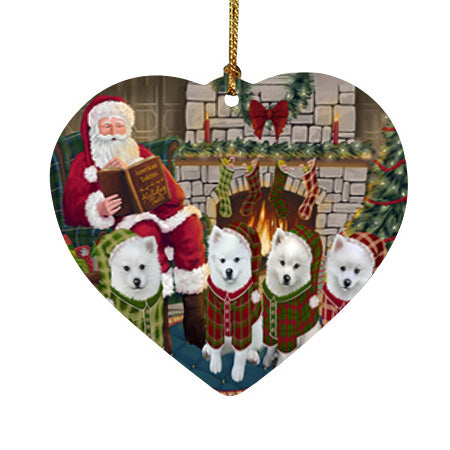 Christmas Cozy Holiday Tails American Eskimos Dog Heart Christmas Ornament HPOR55444