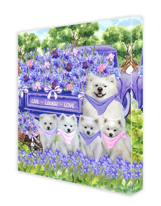 American Eskimo Dogs Canvas: Explore a Variety of Personalized Designs, Custom, Digital Art Wall Painting, Ready to Hang Room Decor, Gift for Pet Lovers