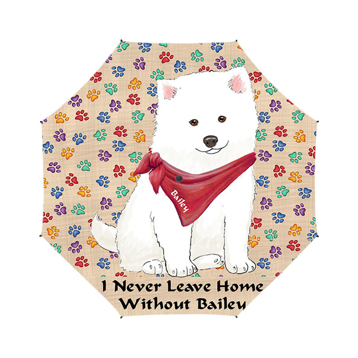 Custom Pet Name Personalized I never Leave Home American Eskimo Dog Semi-Automatic Foldable Umbrella