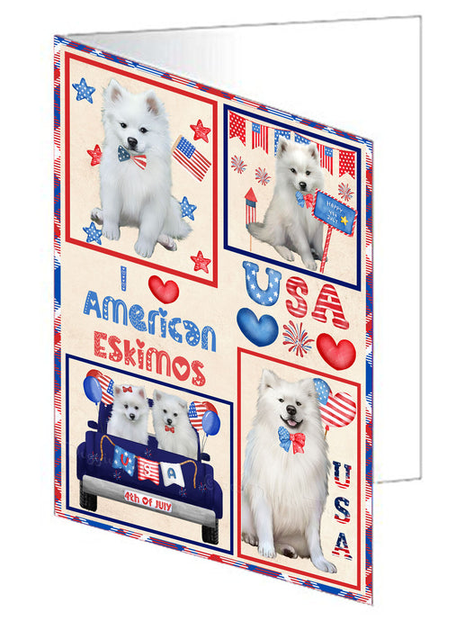4th of July Independence Day I Love USA American English Foxhound Dogs Handmade Artwork Assorted Pets Greeting Cards and Note Cards with Envelopes for All Occasions and Holiday Seasons