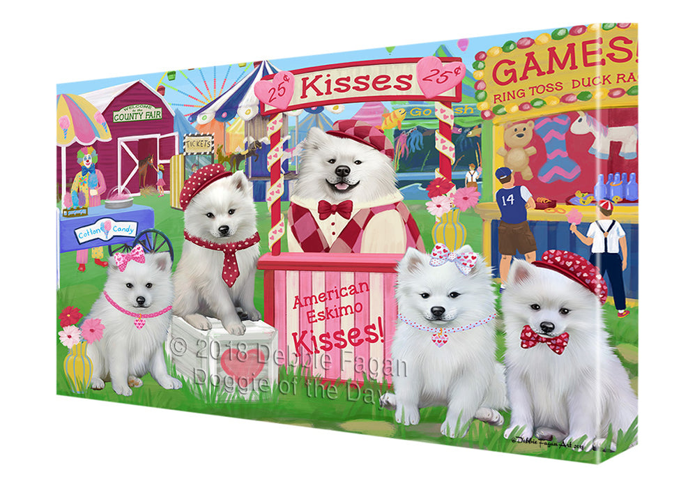 Carnival Kissing Booth American Eskimos Dog Canvas Print Wall Art Décor CVS124172