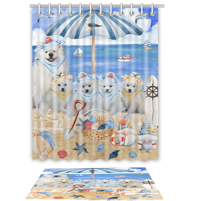 American Eskimo Shower Curtain & Bath Mat Set, Bathroom Decor Curtains with hooks and Rug, Explore a Variety of Designs, Personalized, Custom, Dog Lover's Gifts