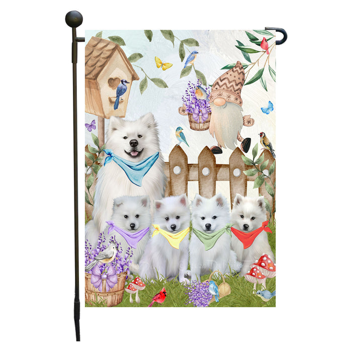 American Eskimo Dogs Garden Flag: Explore a Variety of Designs, Custom, Personalized, Weather Resistant, Double-Sided, Outdoor Garden Yard Decor for Dog and Pet Lovers