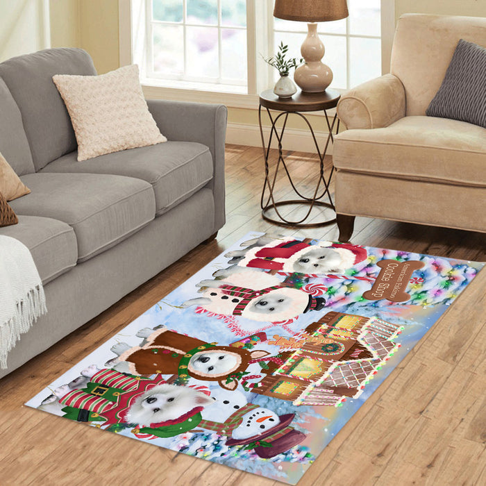 Holiday Gingerbread Cookie American Eskimo Dogs Area Rug
