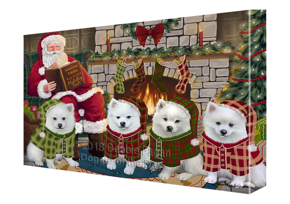 Christmas Cozy Holiday Tails American Eskimos Dog Canvas Print Wall Art Décor CVS115721