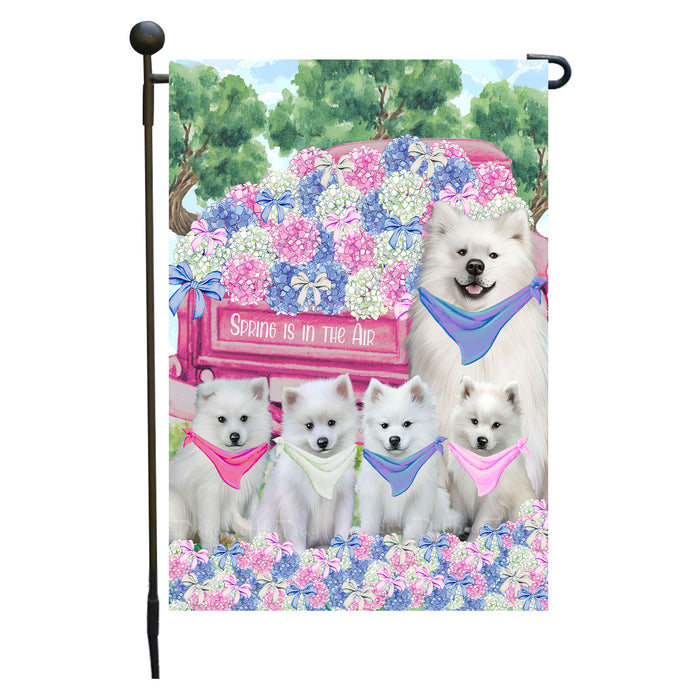 American Eskimo Dogs Garden Flag: Explore a Variety of Personalized Designs, Double-Sided, Weather Resistant, Custom, Outdoor Garden Yard Decor for Dog and Pet Lovers