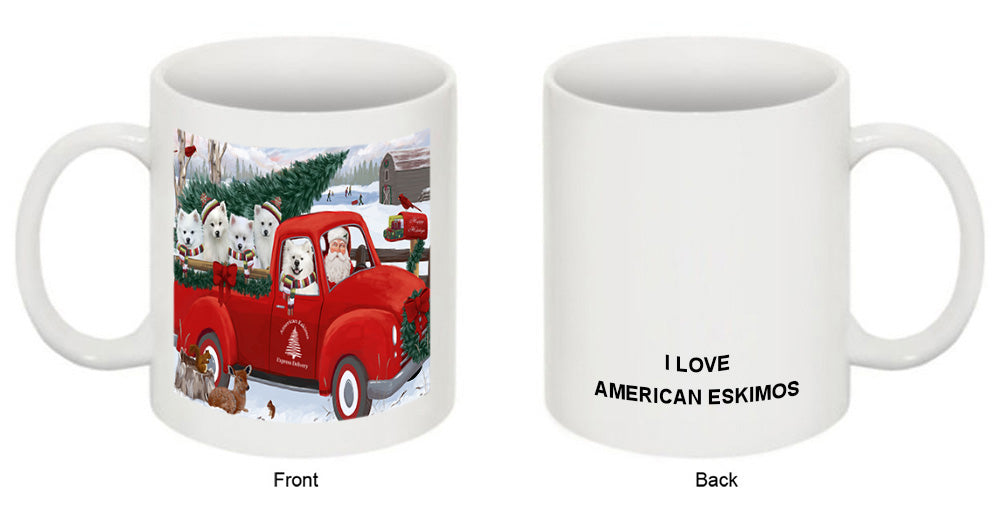Christmas Santa Express Delivery American Eskimos Dog Family Coffee Mug MUG50397