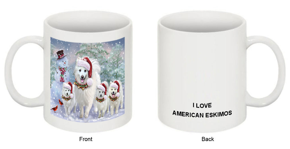 Christmas Running Family Dogs American Eskimos Dog Coffee Mug MUG49615