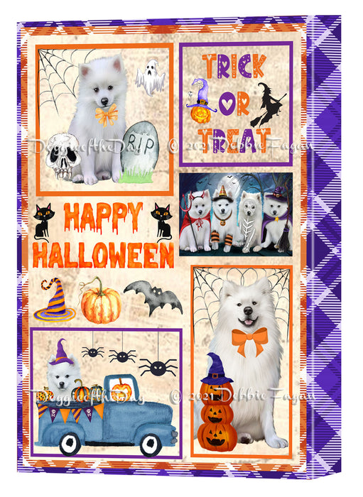 Happy Halloween Trick or Treat American Akita Dogs Canvas Wall Art Decor - Premium Quality Canvas Wall Art for Living Room Bedroom Home Office Decor Ready to Hang CVS150137