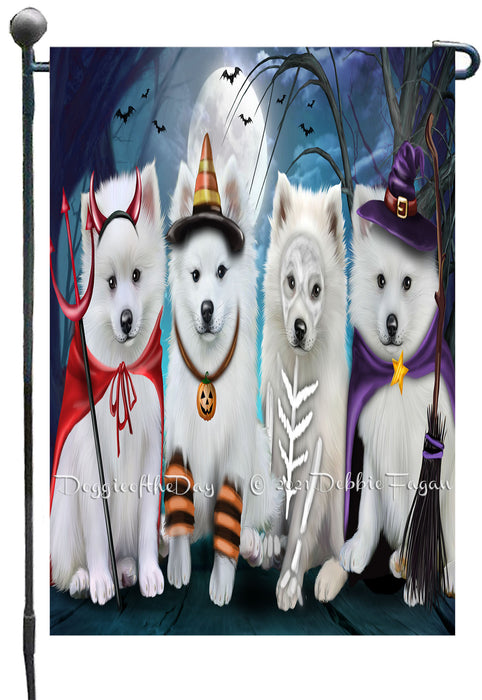Happy Halloween Trick or Treat American Eskimo Dogs Garden Flags- Outdoor Double Sided Garden Yard Porch Lawn Spring Decorative Vertical Home Flags 12 1/2"w x 18"h