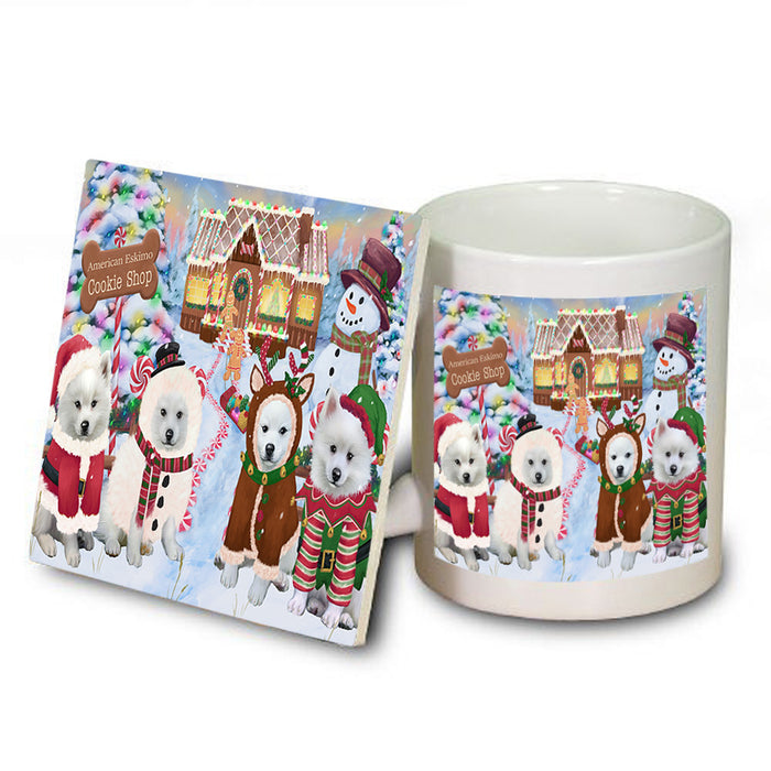 Holiday Gingerbread Cookie Shop American Eskimos Dog Mug and Coaster Set MUC56086