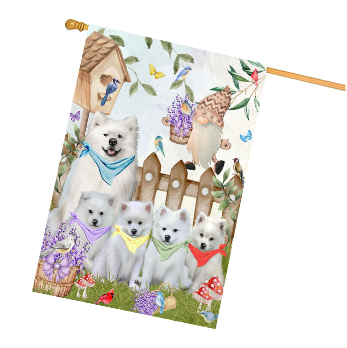American Eskimo Dogs House Flag: Explore a Variety of Designs, Custom, Personalized, Weather Resistant, Double-Sided, Home Outside Yard Decor for Dog and Pet Lovers