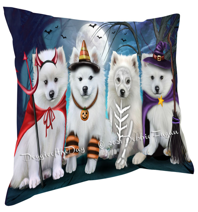 Happy Halloween Trick or Treat American Eskimo Dogs Pillow with Top Quality High-Resolution Images - Ultra Soft Pet Pillows for Sleeping - Reversible & Comfort - Ideal Gift for Dog Lover - Cushion for Sofa Couch Bed - 100% Polyester, PILA88441