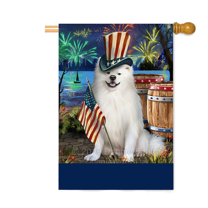 Personalized 4th of July Firework American Eskimo Dog Custom House Flag FLG-DOTD-A57785