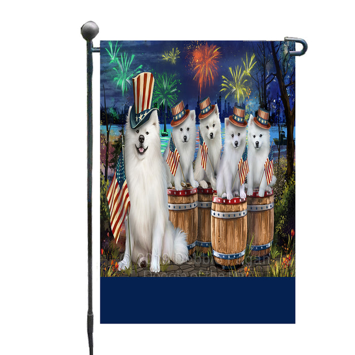 Personalized 4th of July Firework American Eskimo Dogs Custom Garden Flags GFLG-DOTD-A57728