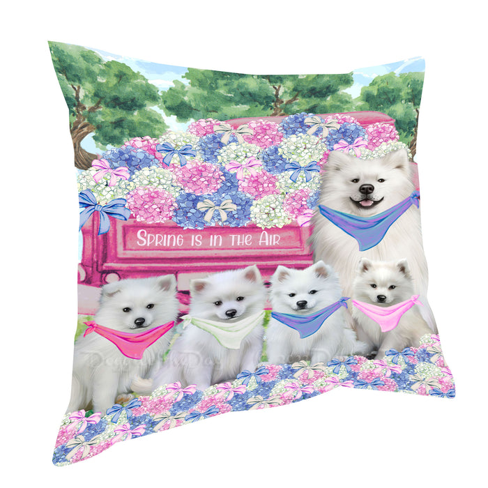 American Eskimo Throw Pillow, Explore a Variety of Custom Designs, Personalized, Cushion for Sofa Couch Bed Pillows, Pet Gift for Dog Lovers