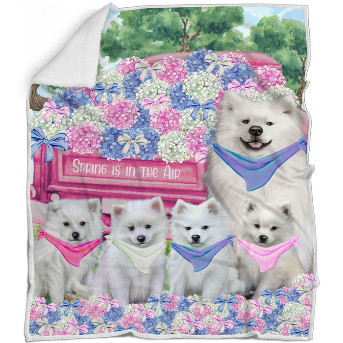 American Eskimo Blanket: Explore a Variety of Personalized Designs, Bed Cozy Sherpa, Fleece and Woven, Custom Dog Gift for Pet Lovers