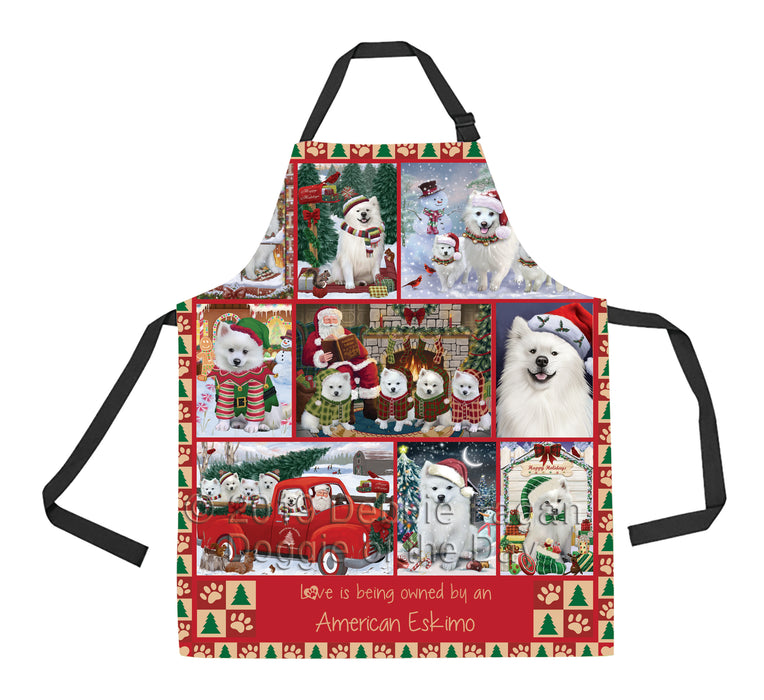 Love is Being Owned Christmas American Eskimo Dogs Apron