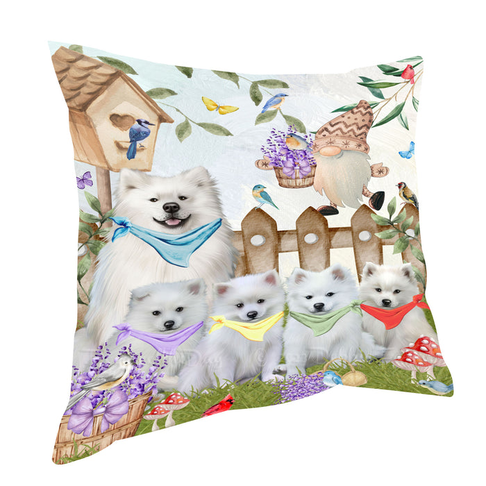American Eskimo Throw Pillow: Explore a Variety of Designs, Custom, Cushion Pillows for Sofa Couch Bed, Personalized, Dog Lover's Gifts