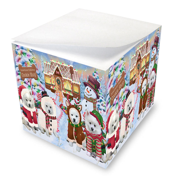 Holiday Gingerbread Cookie Shop American Eskimos Dog Note Cube NOC54166