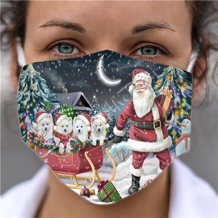 Santa Sled Dogs Christmas Happy Holidays American Eskimo Dogs Face Mask FM48958