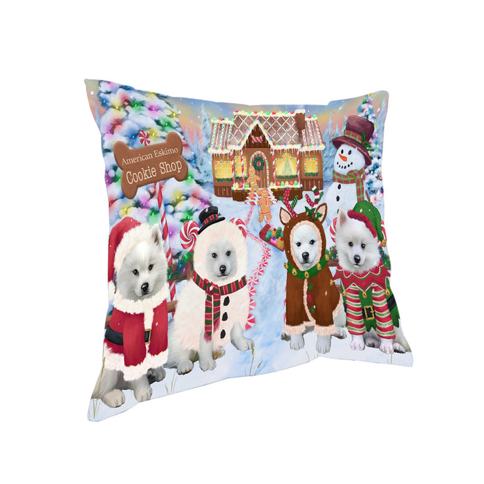 Holiday Gingerbread Cookie Shop American Eskimos Dog Pillow PIL78668