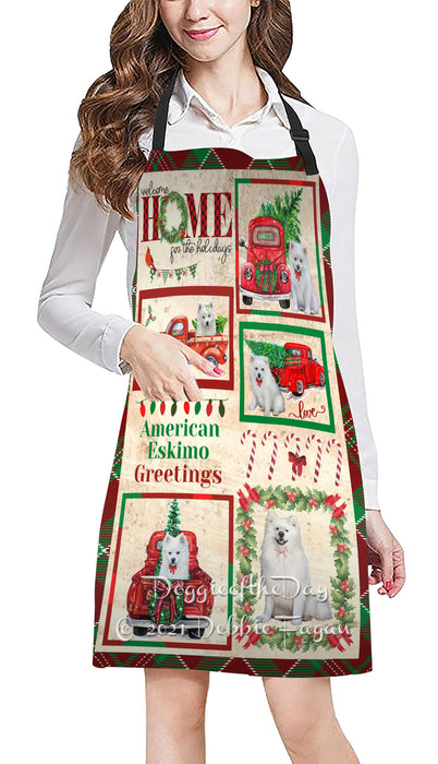 Welcome Home for Holidays American Eskimo Dogs Apron Apron48370